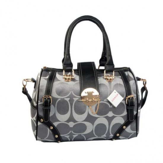 Coach Lock In Monogram Medium Grey Luggage Bags BYY - Click Image to Close